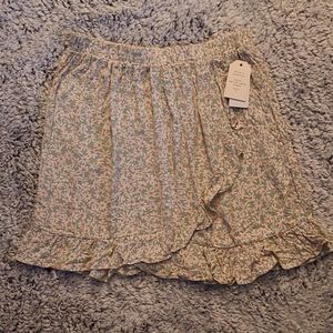 Hippie Rose Matcha Latte Floral Pleated Skirt